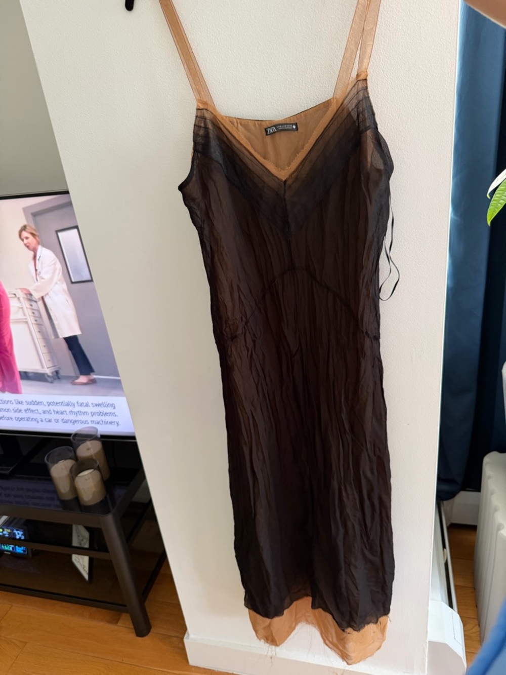 Zara Brown and Tan Sheer Slip Dress